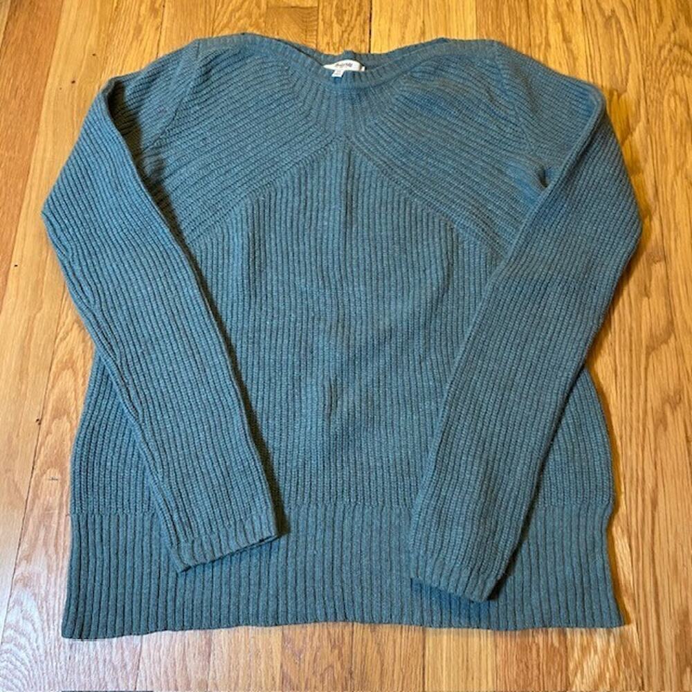 Madewell All Merino Wool Light Green Ribbed Sweater Womens XS Classic Cottage